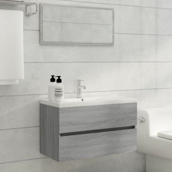 vidaXL Omarica za umivalnik siva sonoma 80x38,5x45 cm inženirski les