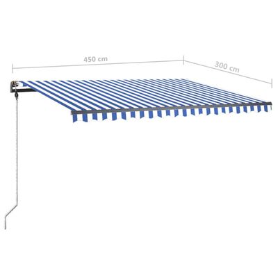 vidaXL Prostostoječa ročno zložljiva tenda 450x300 cm modra/bela