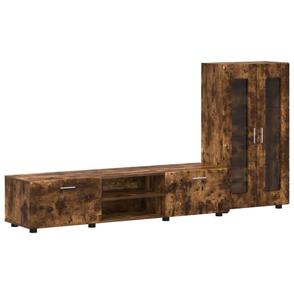 vidaXL Komplet TV omaric s polico FLORIN Dimljeni oreh Konstruiran les