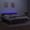 vidaXL Box spring postelja z vzmetnico LED temno rjava 160x200cm blago