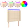 vidaXL LED posteljno vzglavje krem 83x16x118/128 cm blago