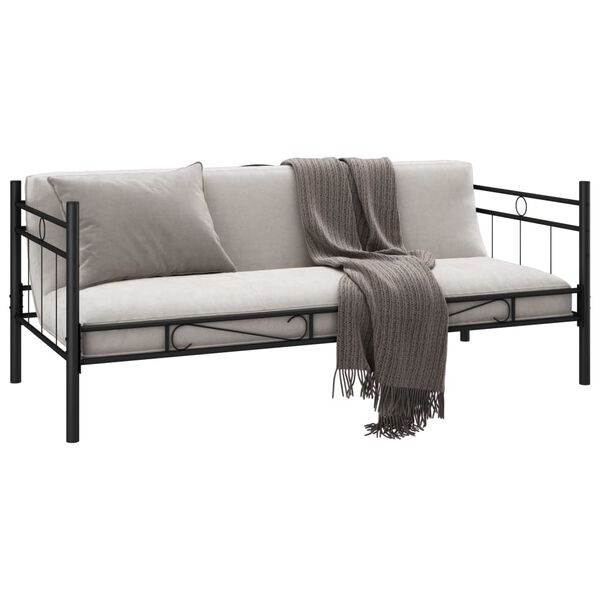 vidaXL Dnevna postelja črna kovinska 90x200 cm