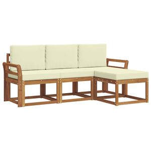 vidaXL Zunanja garnitura za sedenje z blazino 4 pcs Naravna in smetana