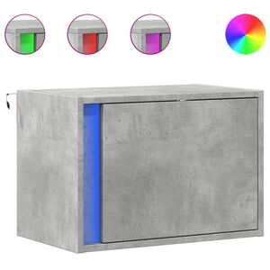 vidaXL Stenska nočna omarica z LED lučkami betonsko siva