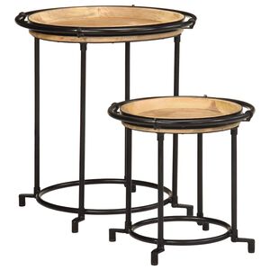 vidaXL 2 kosa stranske mize Solid Wood Mango