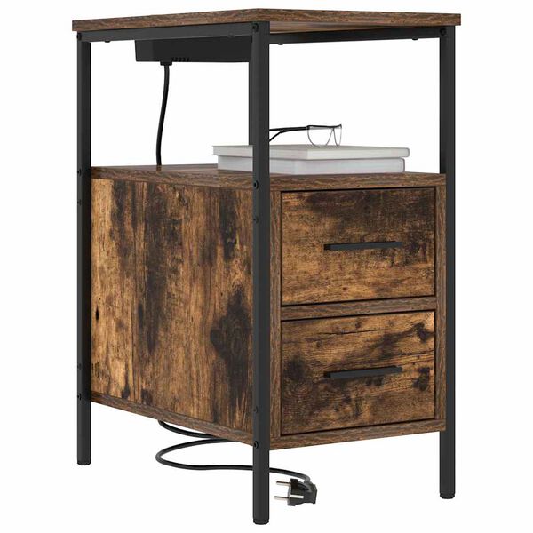 vidaXL Nočna omarica Dimljeni oreh 30 x 48 x 61 cm Konstruiran les