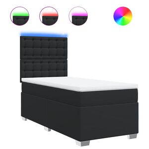vidaXL Box spring postelja z vzmetnico črna umetno usnje