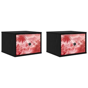 vidaXL Stenska nočna omarica AACHEN 2 kos Črni hrast 36 x 33 x 25 cm