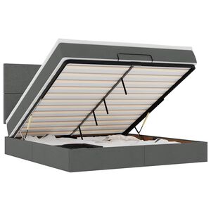vidaXL Otomanski posteljni okvir z vzmetnico siv 160x200 cm blago