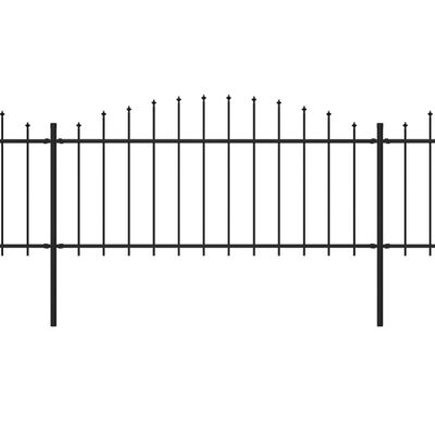 vidaXL Vrtna ograja s koničastimi vrhovi jeklo (0,5-0,75)x6,8 m črna