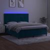 vidaXL Box spring postelja z vzmetnico LED temno modra 160x200cm žamet