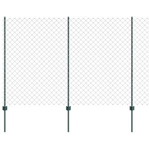 vidaXL Verižna ograja s stebrom 25 x 1,6 m Jeklo s PVC premazom Zelena