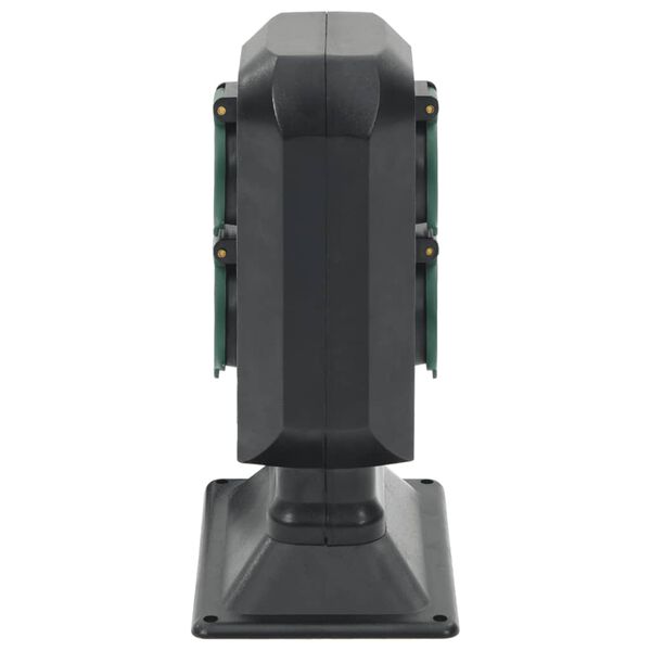 vidaXL Zunanja vtičnica s klinom 4-stranska črno zelena 15,5x11x24 cm