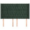 vidaXL Vzglavje z u&scaron;esi temno zeleno 147x16x118/128 cm žamet
