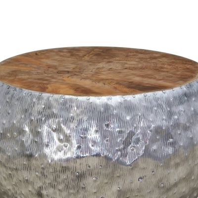 vidaXL Klubska mizica iz aluminija in tikovine 60x60x30 cm