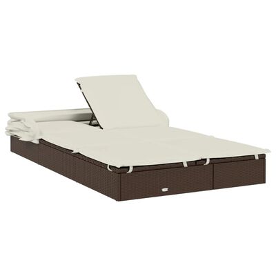 vidaXL Vrtna postelja za 2 osebi s streho rjava 213x118x97 cm PE ratan