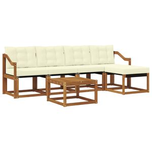 vidaXL Zunanja garnitura za sedenje z blazino 6 pcs Naravna in smetana
