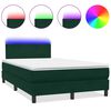 vidaXL Box spring postelja z vzmetnico LED temno zelena 120x220 cm žamet