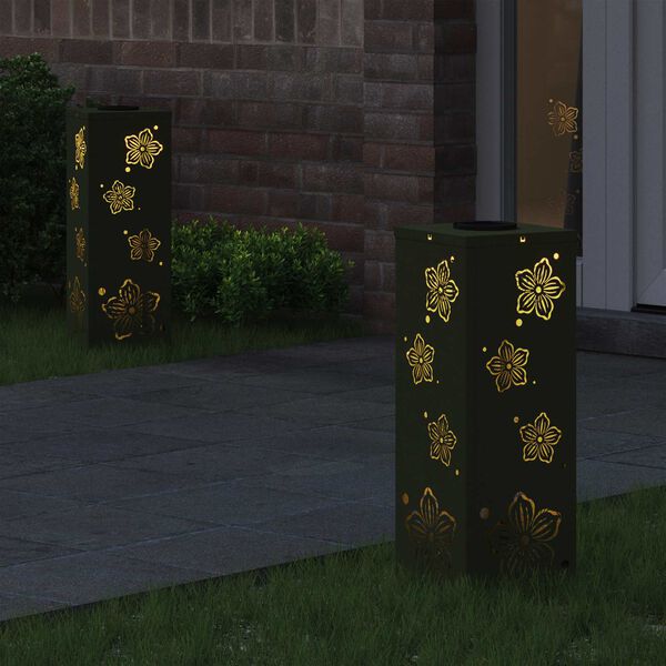 vidaXL Solarno LED svetilo za pot 2 pcs Oljčno zelena Medenina