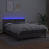 vidaXL Box spring postelja z vzmetnico LED siva 140x200cm umetno usnje