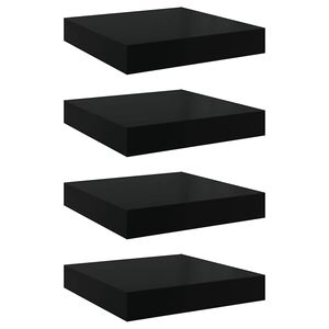 vidaXL Lebdeče police 4 kosi visok sijaj črne 23x23,5x3,8 cm MDF