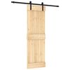vidaXL Drsna vrata Naravna in črna 70 x 210 cm Masiven borov les