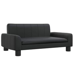 vidaXL Otro&scaron;ki kavč črn 70x45x30 cm umetno usnje