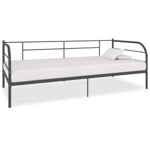 vidaXL Posteljni okvir za dnevno posteljo siv kovinski 90x200 cm