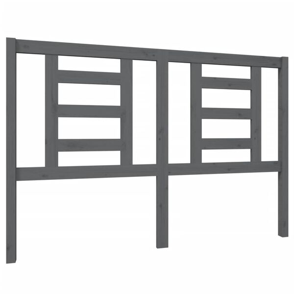 vidaXL Posteljno vzglavje sivo 146x4x100 cm trdna borovina