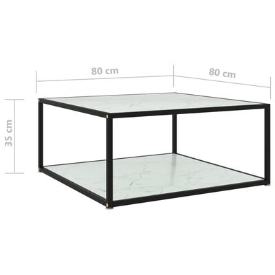 vidaXL Klubska mizica bela 80x80x35 cm kaljeno steklo