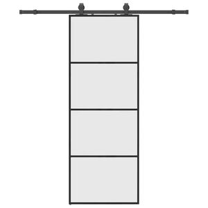 vidaXL Drsna vrata z opremo črna 76x205 cm ESG steklo