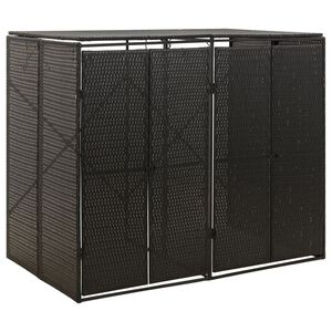 vidaXL Dvojna lopa za smetnjake črna 140x80x117 cm poli ratan