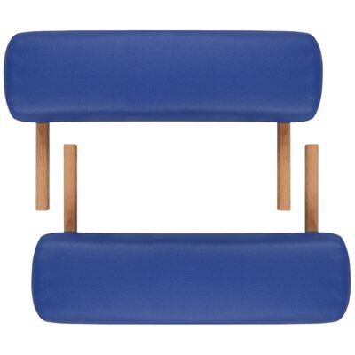 vidaXL Zložljiva masažna miza 2 coni z lesenim okvirjem modra