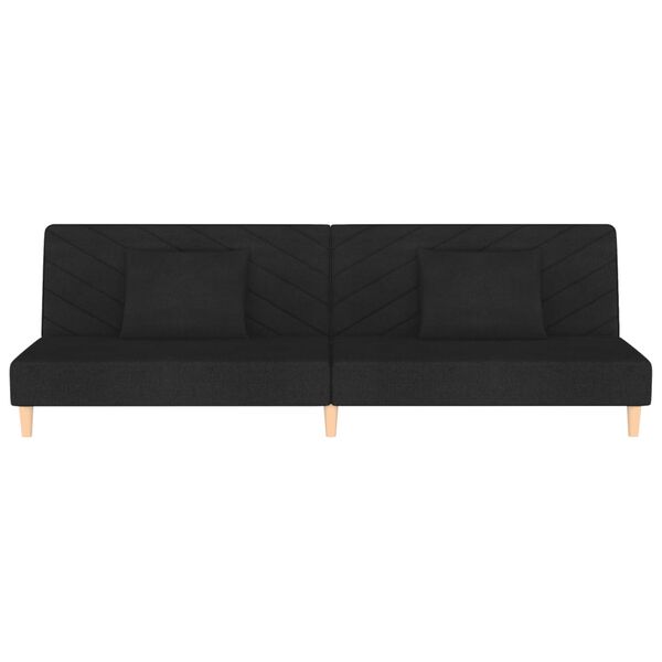 vidaXL Kavč dvosed z ležiščem in dvema blazinama črno blago