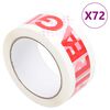 vidaXL Pakirni trak 72 kosov z napisom FRAGILE bel 48 mm x 60 m