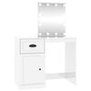 vidaXL Toaletna mizica z LED lučmi sijaj bela 90x50x132,5 cm inž. les