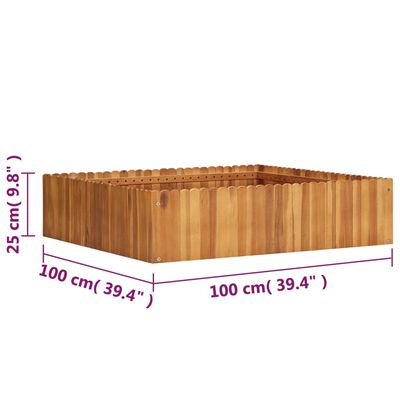vidaXL Visoka greda 100x100x25 cm trden akacijev les