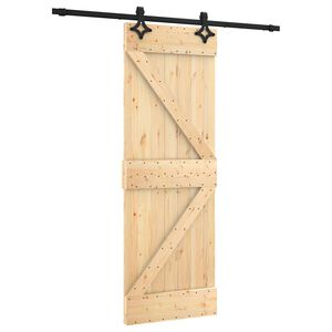 vidaXL Drsna vrata Naravna in črna 70 x 210 cm Masiven borov les