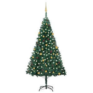 vidaXL Umetna osvetljena novoletna jelka z bunkicami zelena 240 cm