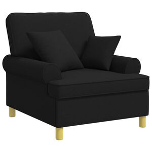 vidaXL XL naslanjač z blazinami Črna Blago