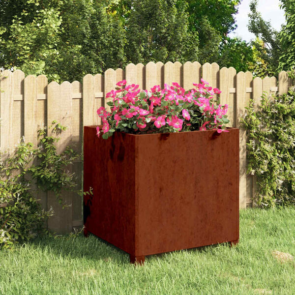 vidaXL Cvetlično korito z nogami zarjavelo 50x50x50 cm corten jeklo