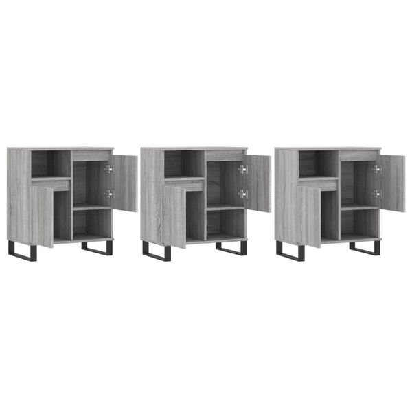 vidaXL Komoda 3 kosi siva sonoma inženirski les