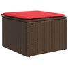 vidaXL Vrtni stolček z blazino rjav 55x55x37 cm poli ratan