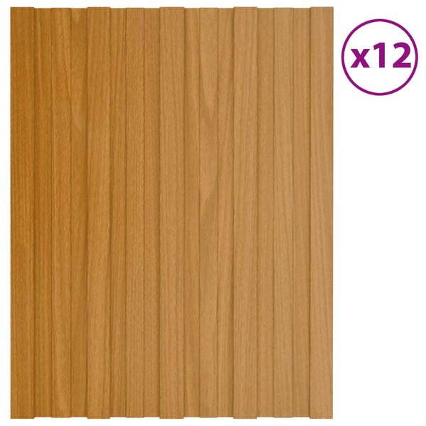 vidaXL Stre&scaron;ni panel 12 pcs Naravna 60 x 45 cm Pocinkano jeklo