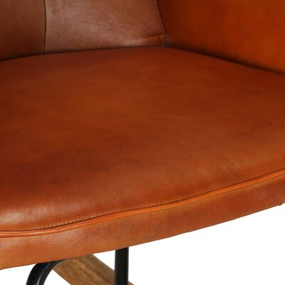vidaXL Gugalni stol s stolčkom za noge rumenorjav iz pravega usnja