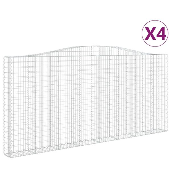vidaXL Obokane gabion ko&scaron;are 4 kosi 400x30x180/200 cm pocinkano železo