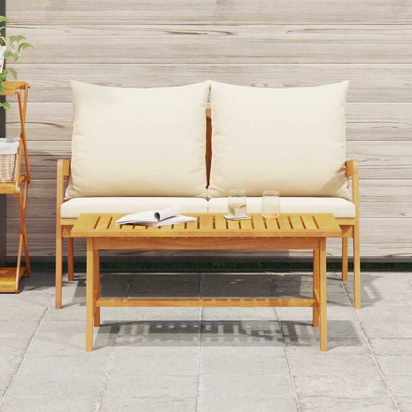 vidaXL Bistro komplet z blazino 2 pcs Olje naravno Masiven les akacije