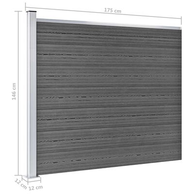 vidaXL Komplet ograjnih panelov WPC 872x146 cm črn