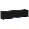 vidaXL TV omarica z LED osvetlitvijo Črni Hrast 165 x 34 x 40 cm