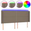 vidaXL LED posteljno vzglavje taupe 203x16x118/128 cm blago